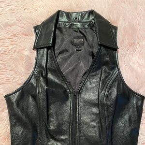 Black leather vest
